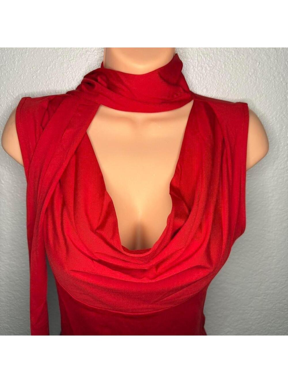 New Red cowl neck top with scarf attached - Picture 4 of 5